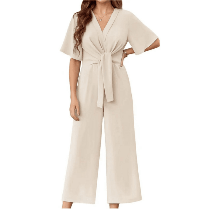 Elegant V-Neck Wide-Leg Jumpsuit - Feminist AF
