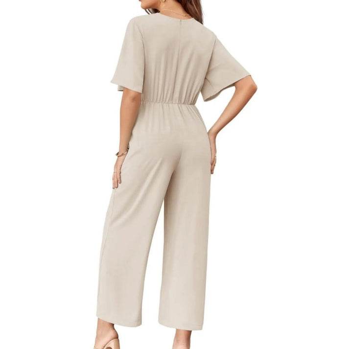 Elegant V-Neck Wide-Leg Jumpsuit - Feminist AF