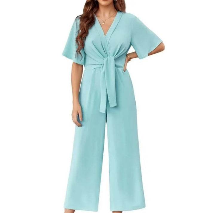 Elegant V-Neck Wide-Leg Jumpsuit - Feminist AF